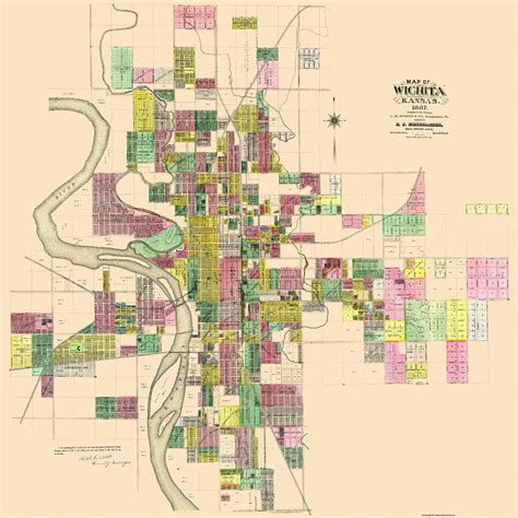 Historic City Map - Wichita Kansas - Everts 1887 - Vintage Wall Art ...