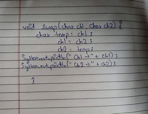 Define a method void swap(char ch1, char ch2) to interchange the values ...