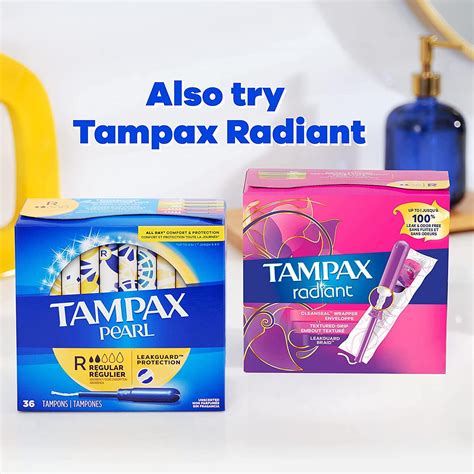 Tampax Pearl Tampons Regular Absorbency 50 Count, Unscented with ...