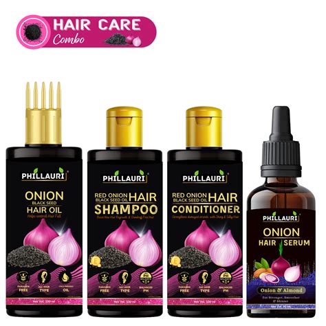 Phillauri Onion Black Seed Hair Oil, Shampoo, Conditioner, Serum Combo