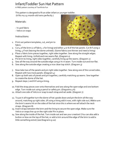 Image result for Child Sun Hat Pattern