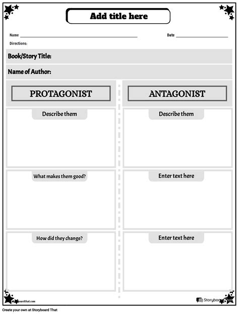 Antagonist and Protagonist Examples Worksheet