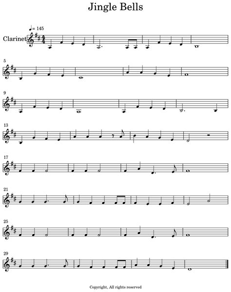Jingle Bells - Sheet music for Clarinet