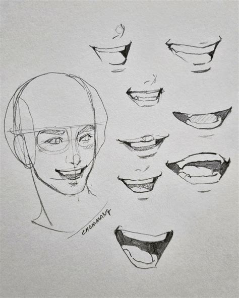 Pin by K V on heads + faces | Art tutorials drawing, Smile drawing, Art sketches