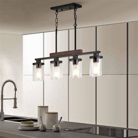 Kitchen Table Light Fixtures Over Island Ceiling Hanging,4-Light Rustic ...