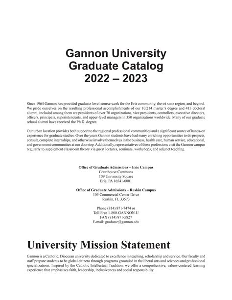 Gannon University Graduate Catalog 2022-2023 by Gannon University - Issuu