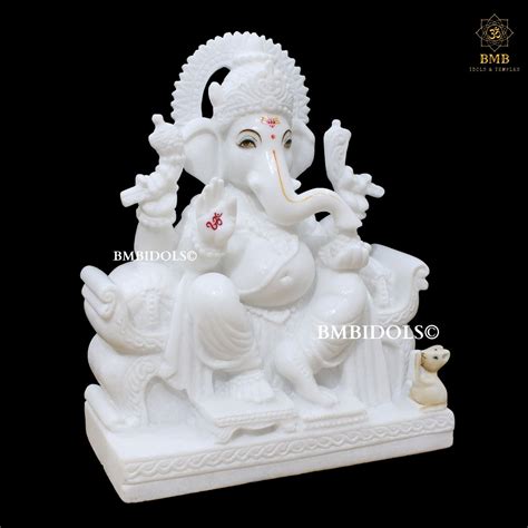 White Marble Ganesh Murti in 15inches for Homes & Temples – BMBIDOLS