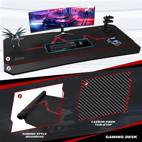 Buy Homall 55 Inch Gaming Desk Y-Shaped PC Computer Gaming Office Desk ...
