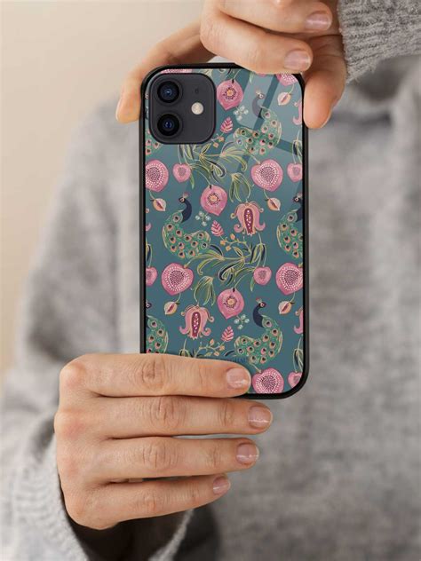 Payal Singhal Anaar and Mor Blue - iPhone 12 Glass Cover - Buy Online ...