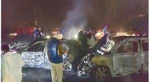 1 killed, 3 injured as two cars catch fire after collision in Punjab's ...