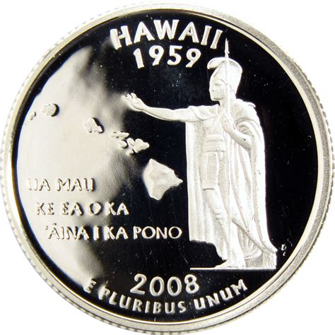 2008 S Hawaii State Quarter Silver Proof 25c Coin