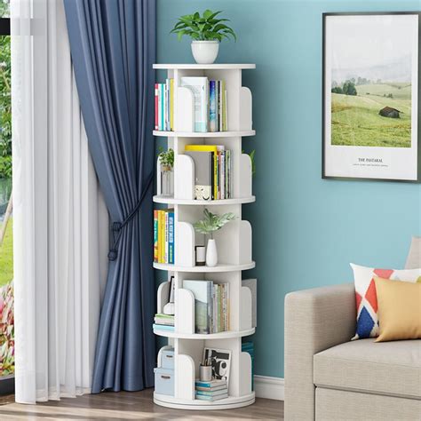 foriy 5 Tier Rotating Bookshelf High-Density India | Ubuy