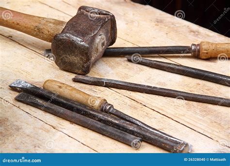 Hammer and chisels stock photo. Image of iron, industry - 26328040