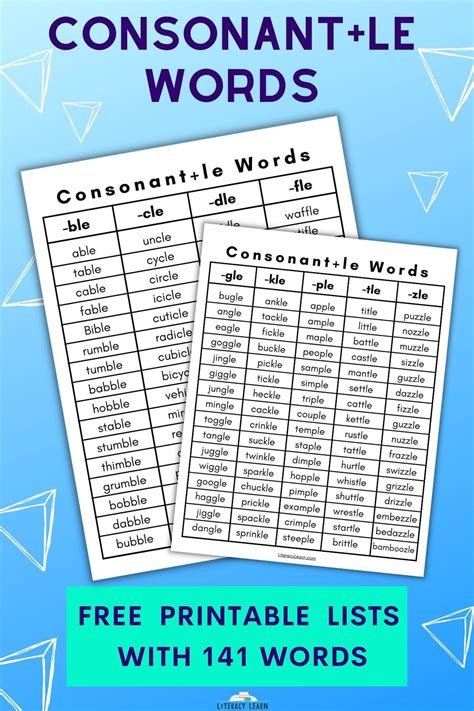 2 FREE Printable C+le Word Lists (and how to teach Consonant+le!) | Le ...