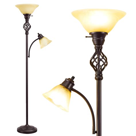 NATYSWAN Standing Lamp with Adjustable Side Reading Light, Floor Lamps ...