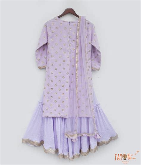 Buy Purple Embroidered Kurti Lehenga Set for Girls – FayonKids