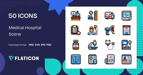 Medical Hospital Scene Icon Pack | Linear color | 50 .SVG Icons