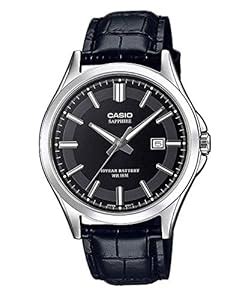 Casio Men's Collection Stainless Steel Quartz Watch with Leather Strap ...