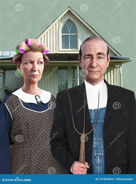Funny American Gothic Painting Spoof Royalty-Free Cartoon | CartoonDealer.com #121835423