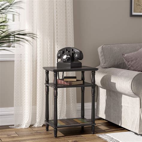 VASAGLE End Table, 3-Tier Telephone Table with Colorful Storage Shelf ...