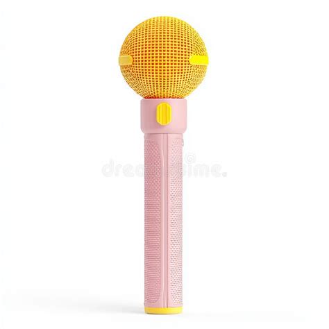 Illustration of a Microphone in 3D. a Pink and Yellow Microphone for ...