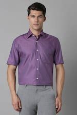 Buy Men Purple Classic Fit Print Half Sleeves Formal Shirt Online ...