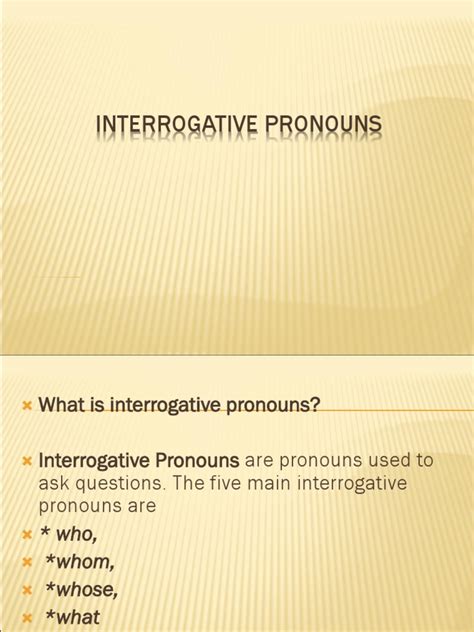 Interrogative Pronouns | PDF