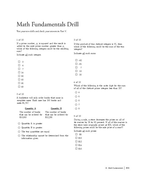 Math Fundamentals Drill - 10. Math Fundamentals | 2 11 Math ...