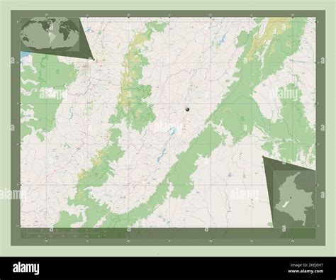 Huila, department of Colombia. Open Street Map. Corner auxiliary location maps Stock Photo - Alamy