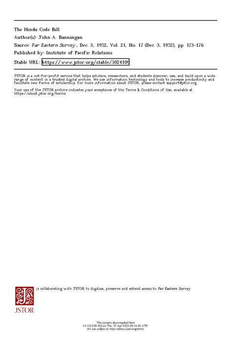 Hindu code bill - naaaada - The Hindu Code Bill Author(s): John A ...