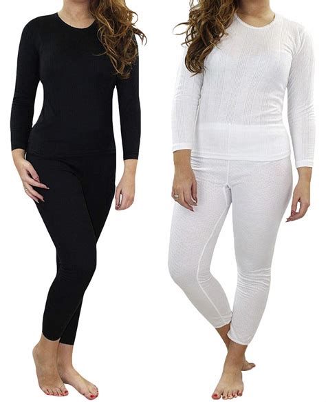 Ladies Thermal Underwear Womens Top Bottom Set Long Jane Warm Winter ...