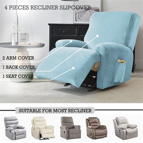 Elastic Stretchable Premium Velvet Recliner Cover, Sky Blue – HOKIPO ...
