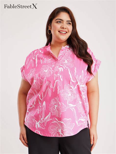 Buy Pink And White Cotton Drop Shoulder Top Online | FableStreet