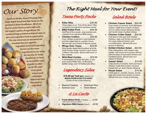 Texas Roadhouse Printable Menu - Printable Learning Sheets