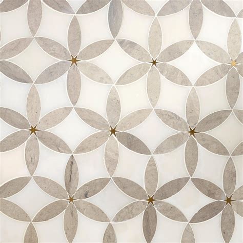 Cressida Royal White Brass Waterjet Marble Mosaic | Waterjet marble ...
