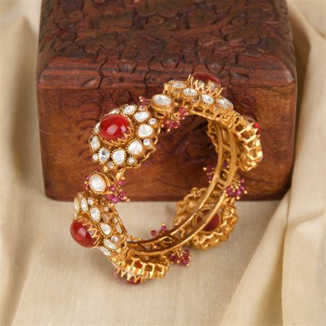 Shravya Polki Kada Pair – Purple Tresor