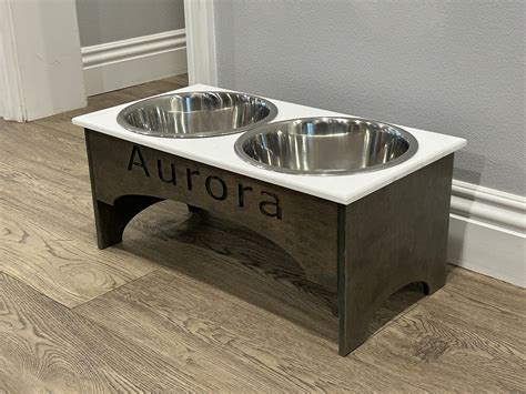 Custom Dog Bowl Stand With Solid Surface Top. - Etsy