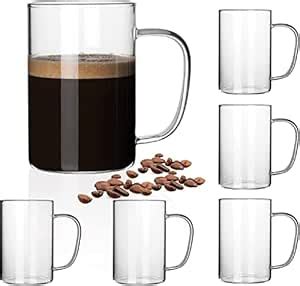 Buy JAWU Italian Premium Glass Coffee Mugs, with Handles, Clear Tea ...