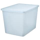 RYKTA storage box with lid, transparent grey-blue, 36x50x35 cm/44.5 l ...