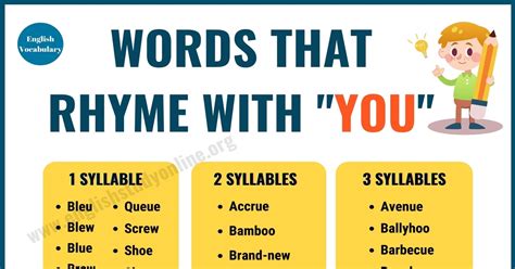 Words That Rhyme with You - English Study Online