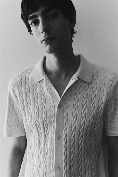 Regular Fit Cable-knit shirt - Cream - Men | H&M IN