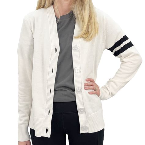 Hip Hop 50's Shop Women's V Neck Knit Varsity Cardigan Sweater ...