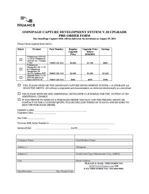Fillable Online Omnipage capture development system v.18 upgrade pre ...