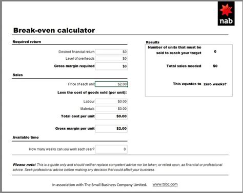 Image result for Break-Even Analysis Table Example