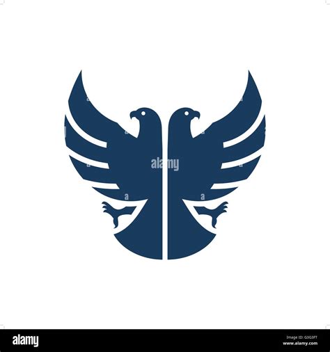 Blue double headed eagle silhouette vector illustration isolated on ...