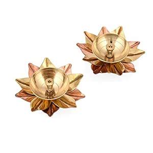 Buy True Decor 6 Inches Copper Colored Brass Diyas for Puja | Diwali ...