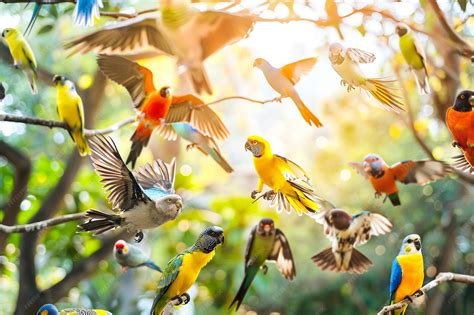 Premium Photo | Birds of different species flying together highlighting ...