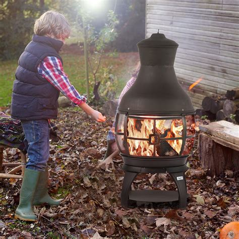 BALI OUTDOORS Fire Pit Round FirePits Outdoor Wood Burning Chiminea ...