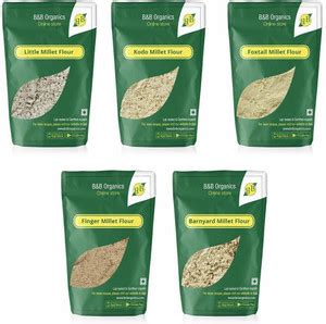B&B Organics Millet Flours Pack (Ragi, Foxtail, Little, Kodo, Barnyard ...