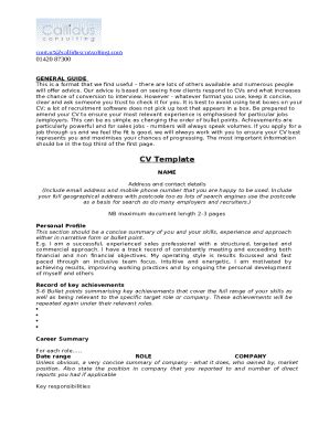Cv Template Doc Template | pdfFiller